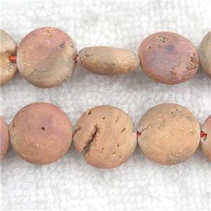 champagne Druzy Agate circle beads, approx 14mm dia