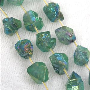 green Crystal Quartz chip beads, approx 13-18mm