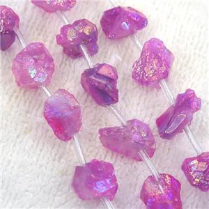 hotpink Crystal Quartz chip beads, approx 13-18mm