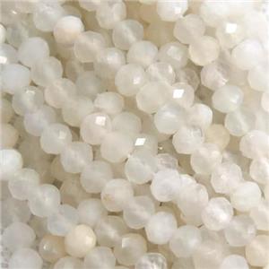tiny faceted rondelle white MoonStone beads, B-grade, approx 4mm