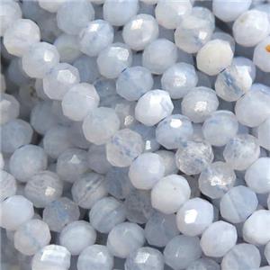 tiny Blue Lace Agate beads, faceted rondelle, approx 4mm