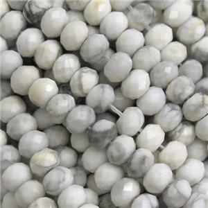 tiny white Howlite Turquoise beads, faceted rondelle, approx 4mm