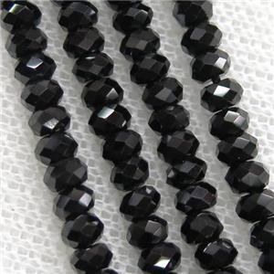 black Tourmaline beads, faceted rondelle, approx 4mm