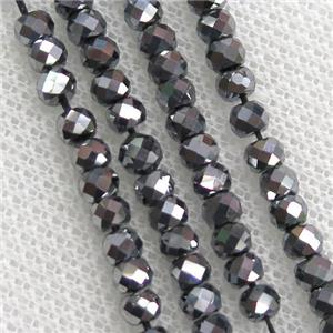 Terahertz Stone beads, faceted rondelle, approx 4mm