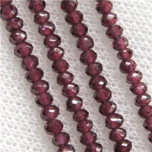 red Garnet Beads, faceted rondelle, approx 3mm