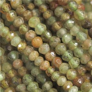 green Garnet Beads, faceted rondelle, approx 3mm