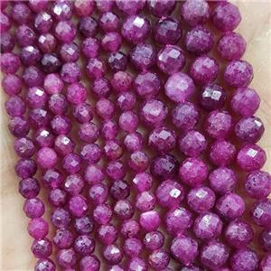 Natural Ruby Beads Fuchsia Heat Treated Faceted Round, approx 5mm