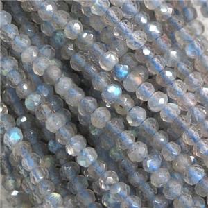natural Labradorite Beads, faceted rondelle, approx 3mm