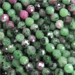 natural Ruby Zoisite seed Beads, faceted round, approx 2mm dia