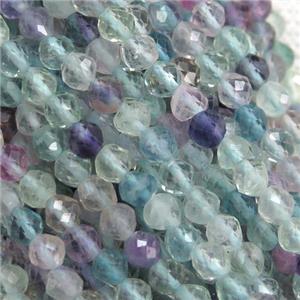 tiny Fluorite Beads, faceted round, approx 4mm dia