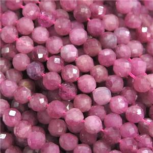 pink Tourmaline beads, faceted round, approx 5mm dia