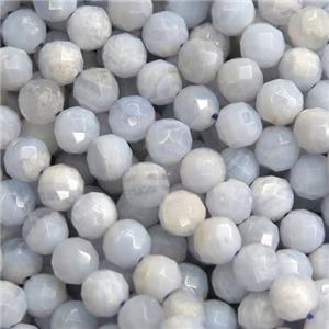 tiny Blue Lace Agate Beads, faceted round, approx 3mm dia