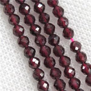 red Garnet Seed Beads, faceted round, approx 2mm dia