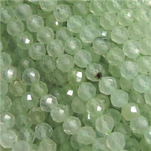 tiny Prehnite Seed Beads, green, faceted round, approx 2mm dia