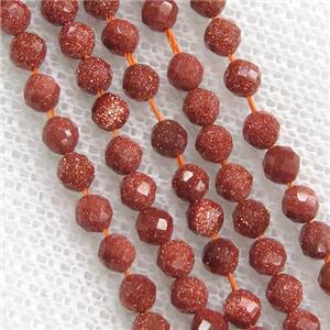 tiny gold SandStone Seed Beads, faceted round, approx 2mm dia
