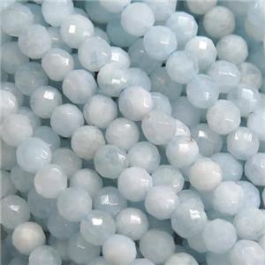 blue Aquamarine Beads, faceted round, approx 4mm dia