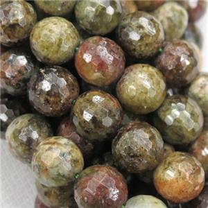 Green Garnet Beads, faceted round, approx 12mm dia