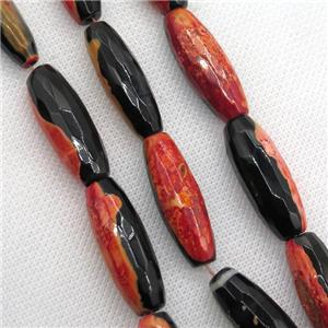 dichromatic Agate Beads, faceted rice, orange, approx 10-30mm