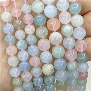 round Morganite Beads, A-grade, mixed color, approx 10mm dia