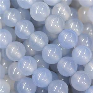 round Chalcedony beads, light blue, approx 6mm dia