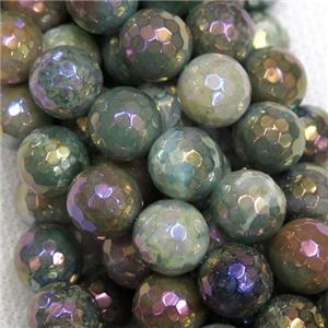 natural Indian Agate Beads, faceted round, AB color electroplated, approx 6mm dia