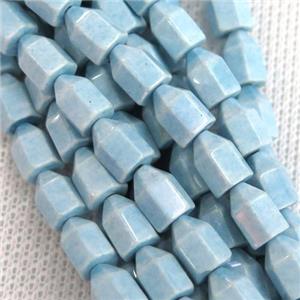 blue Oxidative Agate bullet beads, approx 6-8mm