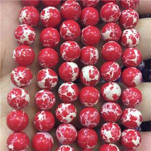 round red synthetic Imperial Jasper beads, approx 10mm dia