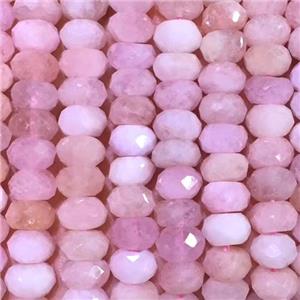 pink Morganite beads, faceted rondelle, AA-grade, approx 5-8mm