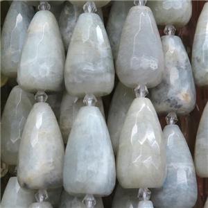 white Moonstone beads, faceted teardrop, B-grade, approx 15-23mm