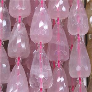 Rose Quartz Beads, faceted teardrop, approx 15-23mm