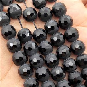black Onyx agate beads, faceted round, approx 6mm dia