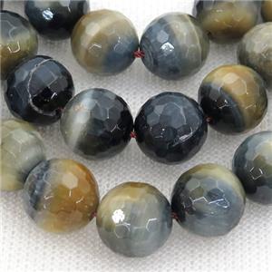 fancy tiger eye stone beads, faceted round, approx 10mm dia