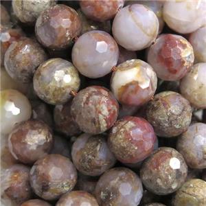 faceted round Blood Agate beads, approx 8mm dia