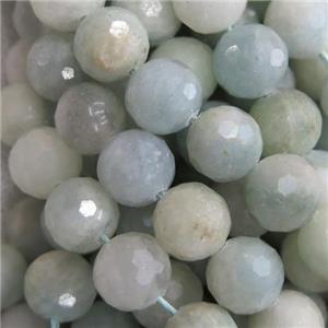 Chinese Aquamarine Beads, faceted round, approx 10mm dia