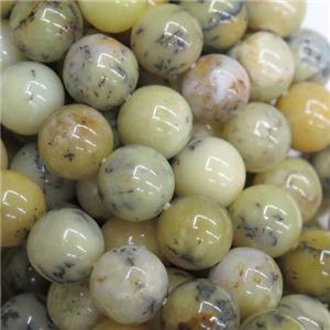 yellow Opal stone beads, round, approx 10mm dia
