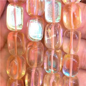 synthetic Mystic Aura Quartz Crystal Beads, peach, cuboid, approx 8x10mm