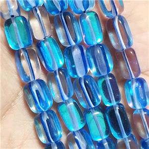 synthetic Mystic Aura Quartz Crystal Beads, aqua, cuboid, approx 10x12mm