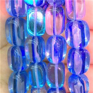 synthetic Mystic Aura Quartz Crystal Beads, blue, cuboid, approx 8x10mm