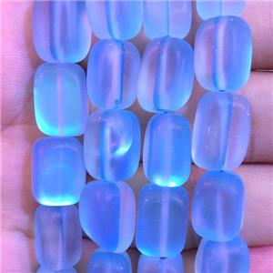 synthetic Mystic Aura Quartz Crystal cuboid Beads, blue, matte, approx 10x12mm