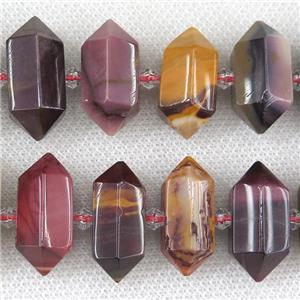 Mookaite bullet beads, approx 12-28mm