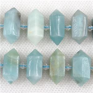 Chinese Amazonite bullet beads, approx 12-28mm