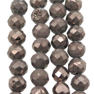 coffee Agate Druzy beads, faceted round, approx 10mm dia