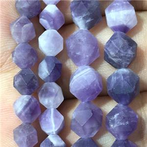 matte purple Dogtooth Amethyst beads, faceted round, approx 6mm dia