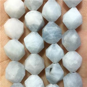 matte blue Aquamarine beads, faceted round, approx 8mm dia