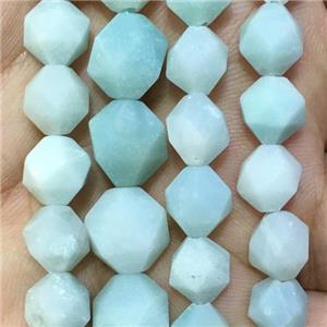 matte blue Amazonite beads, faceted round, approx 6mm dia