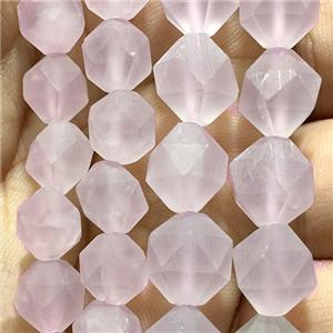 matte pink Rose Quartz beads, faceted round, approx 10mm dia