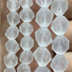 matte Clear Quartz beads, faceted round, approx 10mm dia