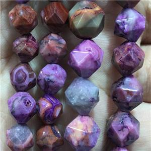 purple Crazy Agate Beads, faceted round, approx 8mm dia