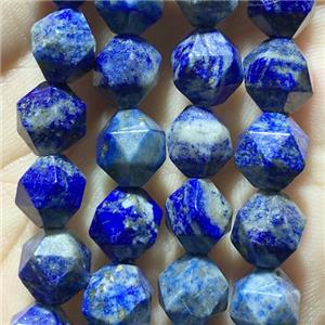 blue Lapis Lazuli beads, faceted round, approx 8mm dia