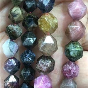 multi-color Tourmaline beads, faceted round, approx 8mm dia